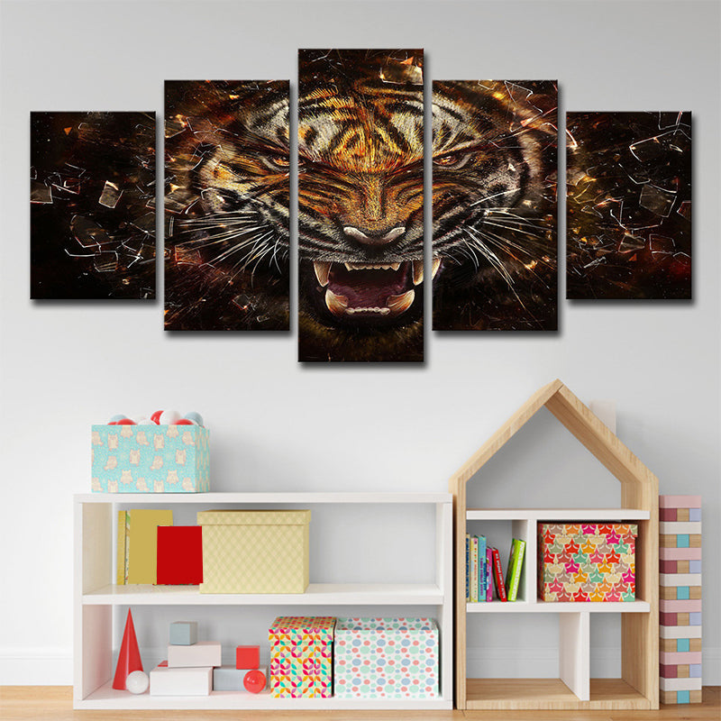 Vivolux | Tiger Canvas Wandkunst Slaapkamer Digitale Print Dier Wanddecoratie in Geel, Meerwaardige Stuk