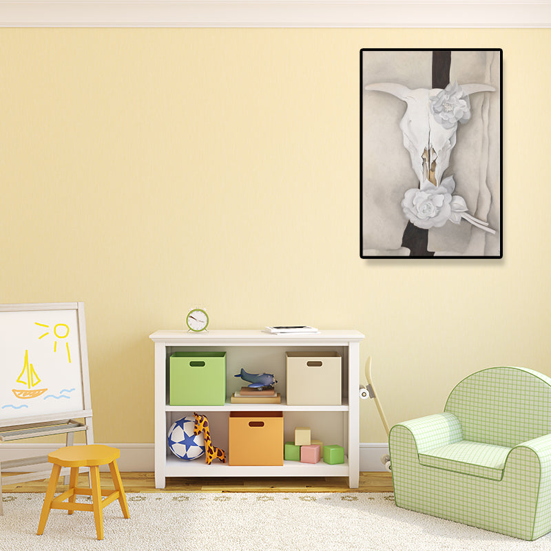 Vivolux | Weißes Blumen Kunstdruck Texturiertes Landhaus Schlafzimmer Eingewickelte Leinwand (Mehrere Größen Verfügbar)