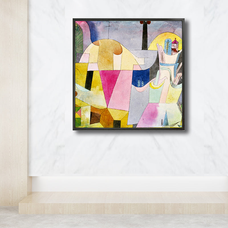 Vivolux | Texturiertes geometrisches Kunstdruck-Leinwand Ländliche quadratische Malerei in Pastellfarbe für das Wohnzimmer
