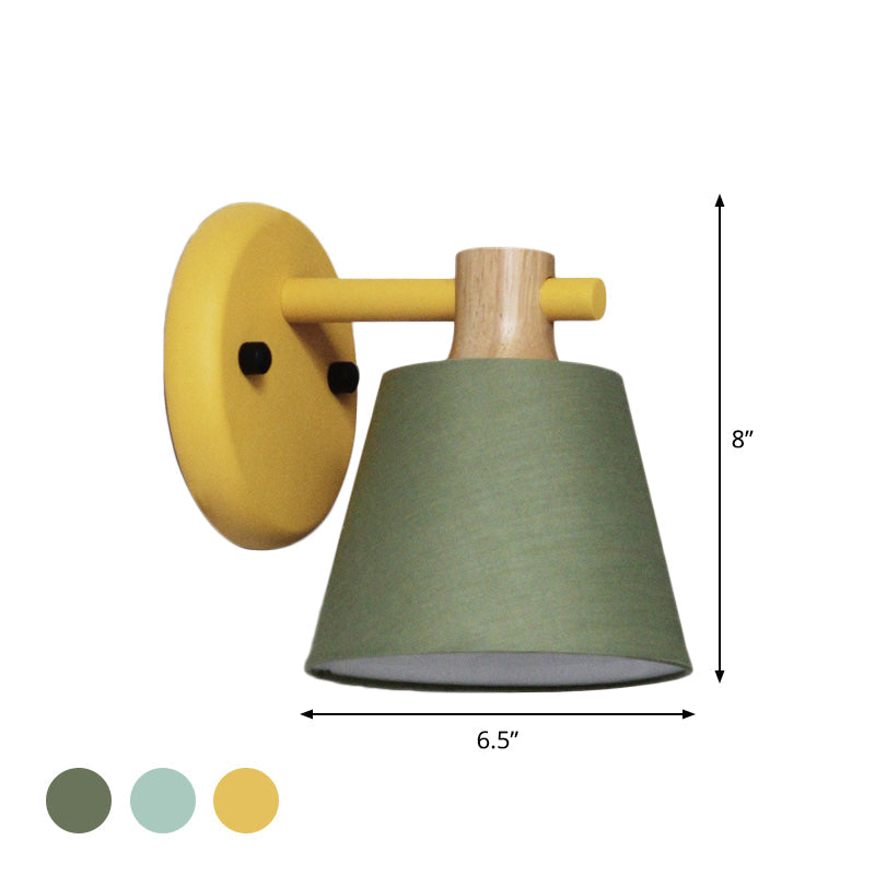 Vivolux | Trommelstof Wandlamp Landelijke Stijl 1 Peertje Geel/Blauw/Groen Wandverlichting Ideeën met Houten Top