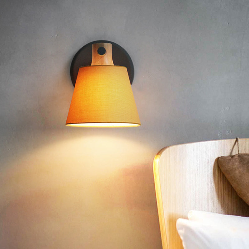 Vivolux | Trommelstof Wandlamp Landelijke Stijl 1 Peertje Geel/Blauw/Groen Wandverlichting Ideeën met Houten Top