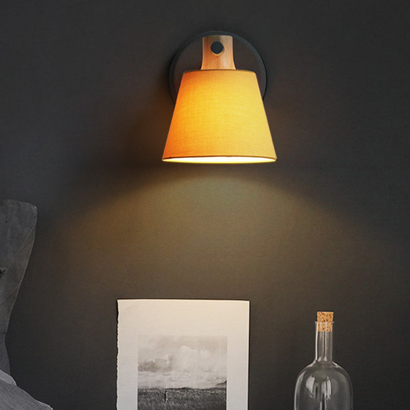 Vivolux | Trommelstof Wandlamp Landelijke Stijl 1 Peertje Geel/Blauw/Groen Wandverlichting Ideeën met Houten Top
