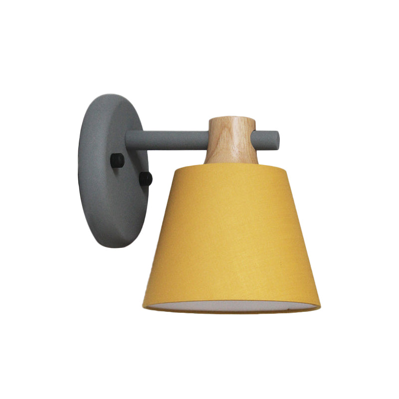 Vivolux | Trommelstof Wandlamp Landelijke Stijl 1 Peertje Geel/Blauw/Groen Wandverlichting Ideeën met Houten Top