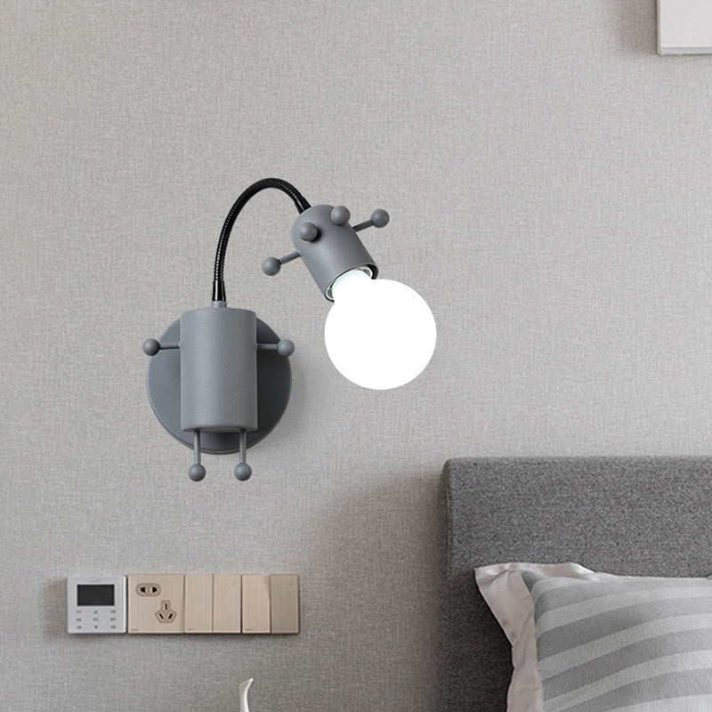 Vivolux | Robot Wandmontagebeleuchtung Nordic Stil Metall 1 Kopf Grau/Weiß/Grün Wandlampe Fassung mit Schwenkarm