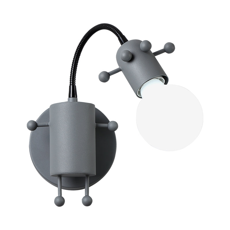 Vivolux | Robot Wandmontagebeleuchtung Nordic Stil Metall 1 Kopf Grau/Weiß/Grün Wandlampe Fassung mit Schwenkarm