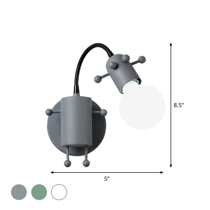 Vivolux | Robot Wandmontagebeleuchtung Nordic Stil Metall 1 Kopf Grau/Weiß/Grün Wandlampe Fassung mit Schwenkarm