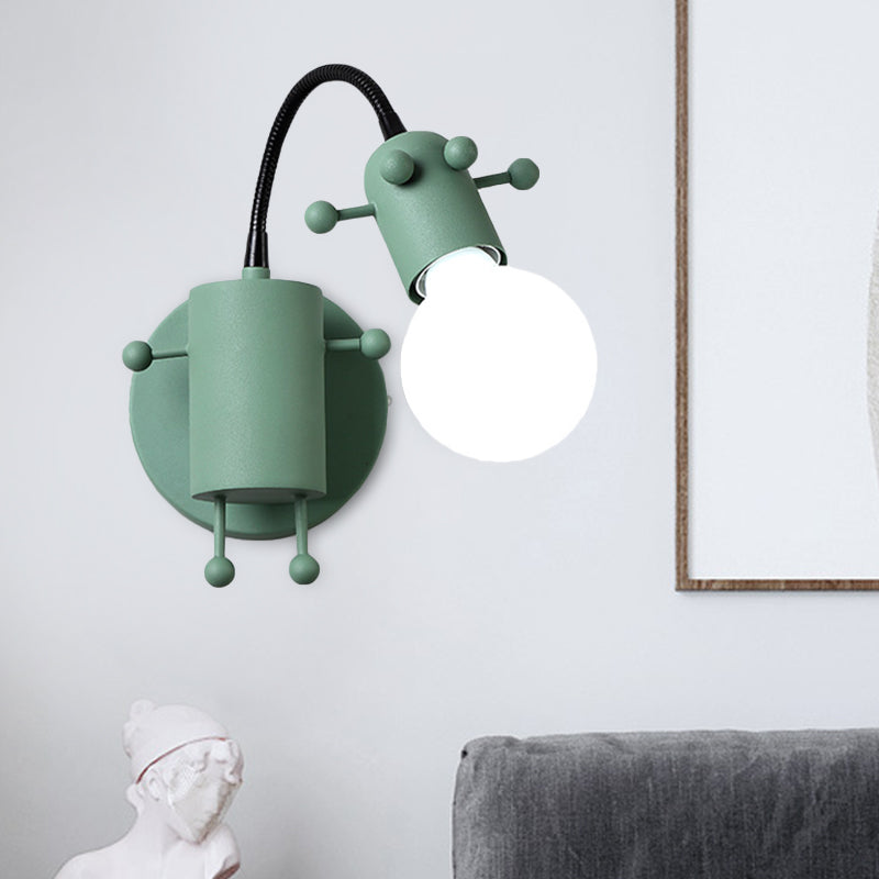 Vivolux | Robot Wandmontagebeleuchtung Nordic Stil Metall 1 Kopf Grau/Weiß/Grün Wandlampe Fassung mit Schwenkarm
