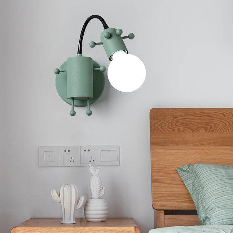 Vivolux | Robot Wandmontagebeleuchtung Nordic Stil Metall 1 Kopf Grau/Weiß/Grün Wandlampe Fassung mit Schwenkarm