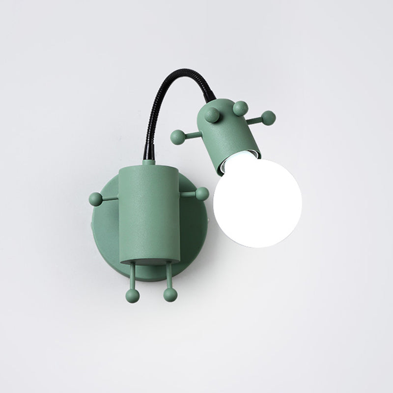 Vivolux | Robot Wandmontagebeleuchtung Nordic Stil Metall 1 Kopf Grau/Weiß/Grün Wandlampe Fassung mit Schwenkarm