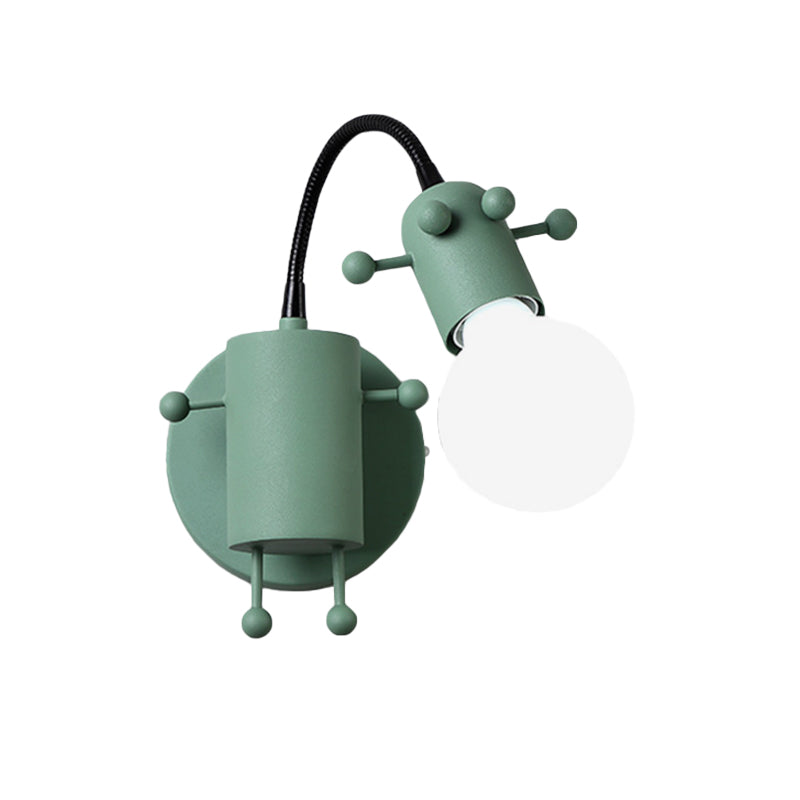 Vivolux | Robot Wandmontagebeleuchtung Nordic Stil Metall 1 Kopf Grau/Weiß/Grün Wandlampe Fassung mit Schwenkarm