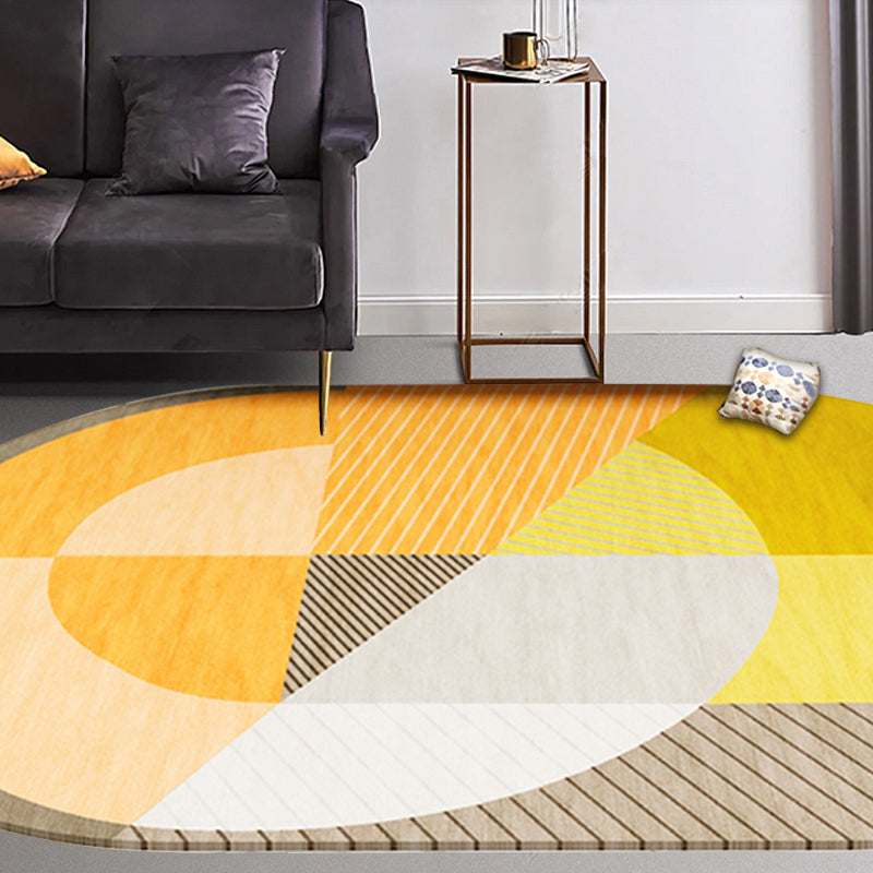 Vivolux | Skandinavische Neuheiten-Teppich in Grün und Orange Farbblock Geometrisches Muster Teppich Polyester Rutschfester Teppich für die Wohnkultur