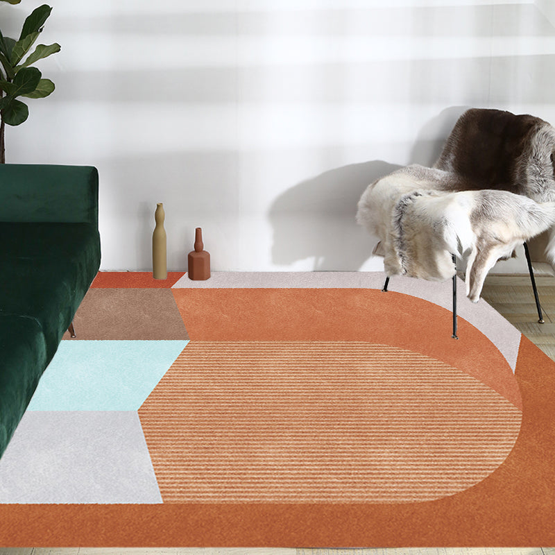 Vivolux | Nordic Novelty Irreguliere Teppich in Grau und Braun Farbe Block Muster Teppich Polyester Haustierfreundlicher Teppich für Wohnkultur