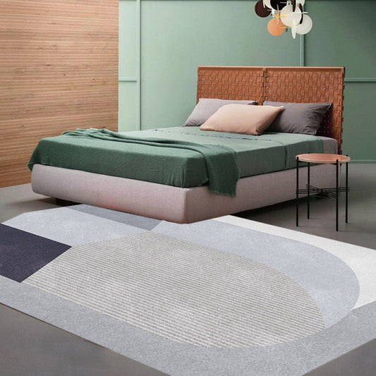 Vivolux | Nordic Novelty Irreguliere Teppich in Grau und Braun Farbe Block Muster Teppich Polyester Haustierfreundlicher Teppich für Wohnkultur