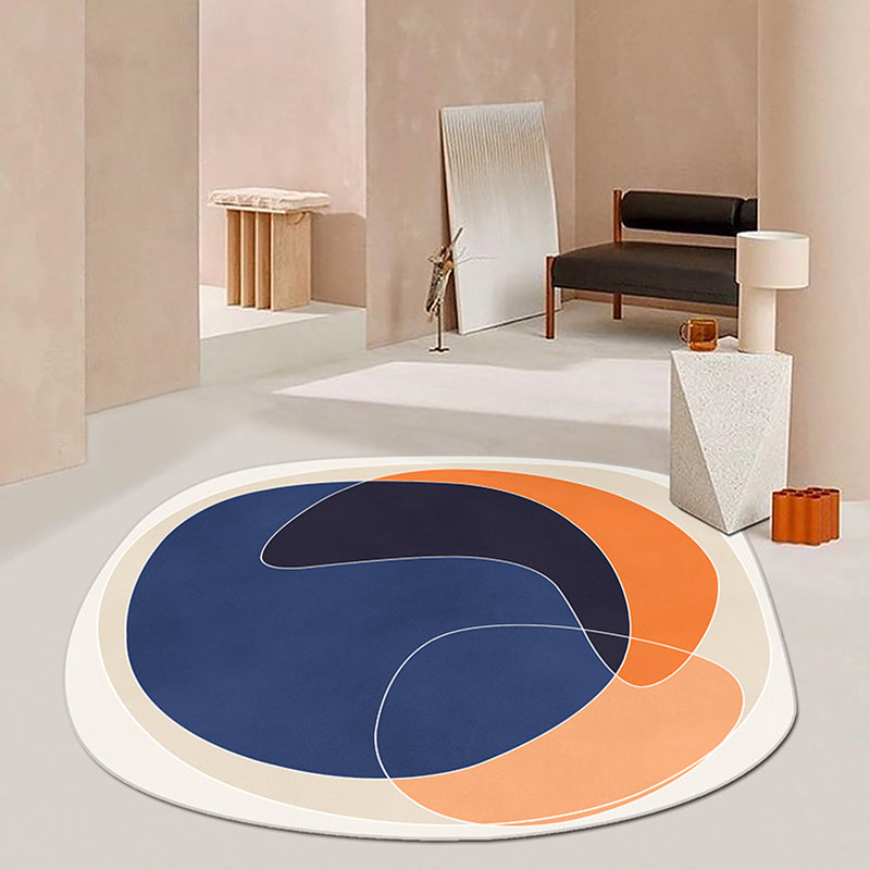 Vivolux | Oranje en Blauwe Onregelmatige Tapijt Slaapkamer Noviteit Kleurblokpatroon Gebiedstapijt Polyester Antislip Tapijt