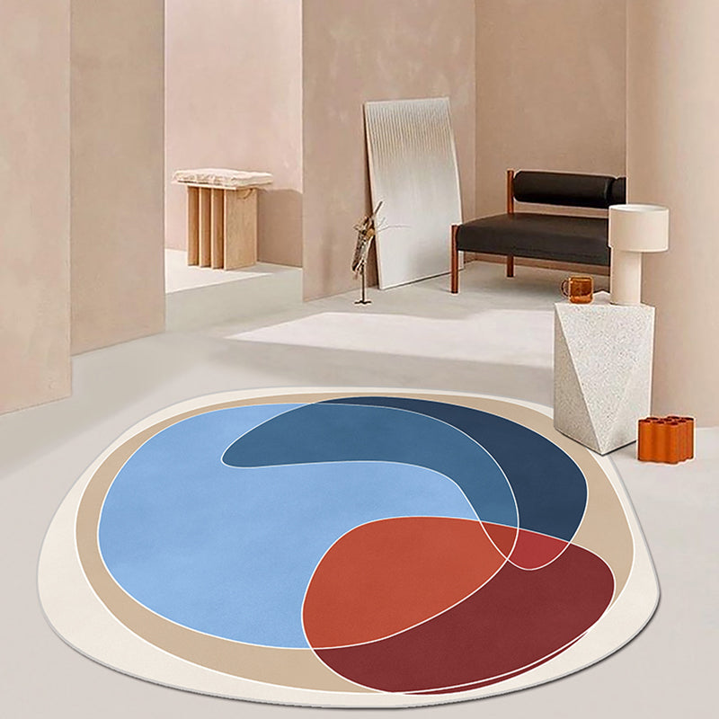 Vivolux | Oranje en Blauwe Onregelmatige Tapijt Slaapkamer Noviteit Kleurblokpatroon Gebiedstapijt Polyester Antislip Tapijt