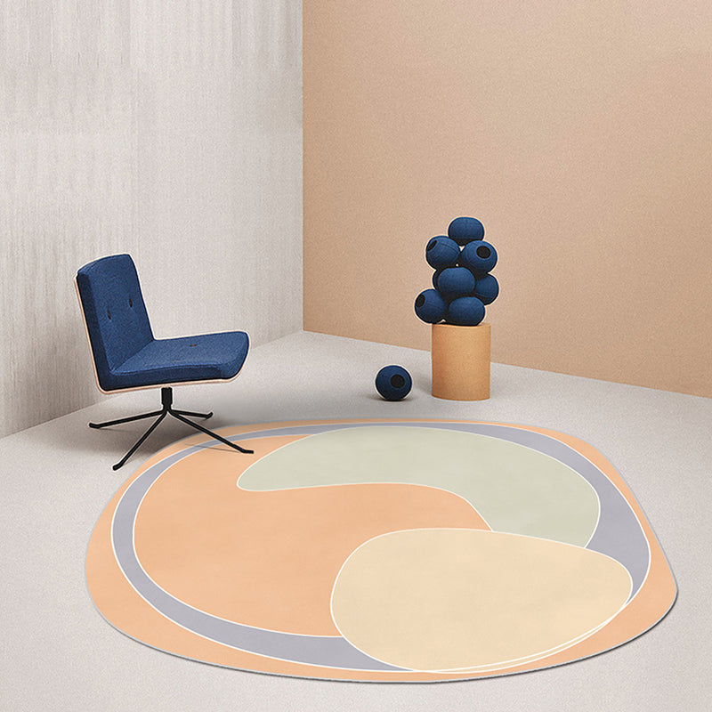 Vivolux | Oranje en Blauwe Onregelmatige Tapijt Slaapkamer Noviteit Kleurblokpatroon Gebiedstapijt Polyester Antislip Tapijt