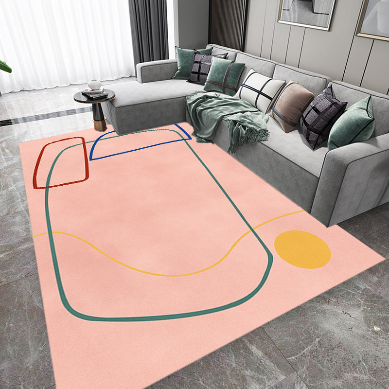 Vivolux | Nordic Modernism Teppich Blau und Gelb Abstrakter Teppich Haustierfreundlicher Antirutsch-Teppich für das Schlafzimmer
