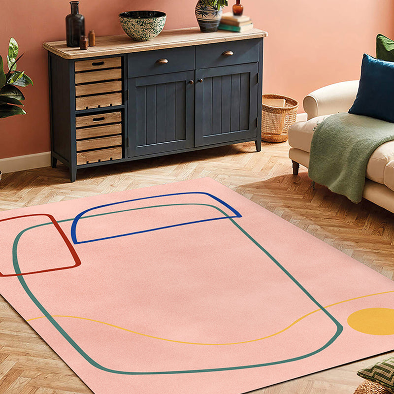 Vivolux | Nordic Modernism Teppich Blau und Gelb Abstrakter Teppich Haustierfreundlicher Antirutsch-Teppich für das Schlafzimmer