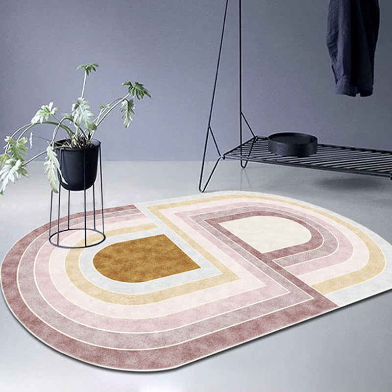 Vivolux | Roze Slaapkamer Tapijt Novelty Kleurblok Patroon Gebied Tapijt Polyester Machine Wasbaar Tapijt