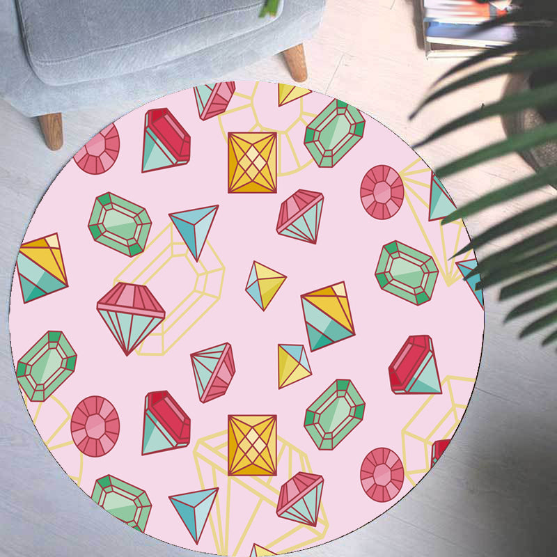 Vivolux | Rosa und Lila Kinderteppich Polyester Diamant- und Sockenmuster Teppich Haustierfreundlich Waschbar Antirutsch Rückseite Teppich für Dekoration