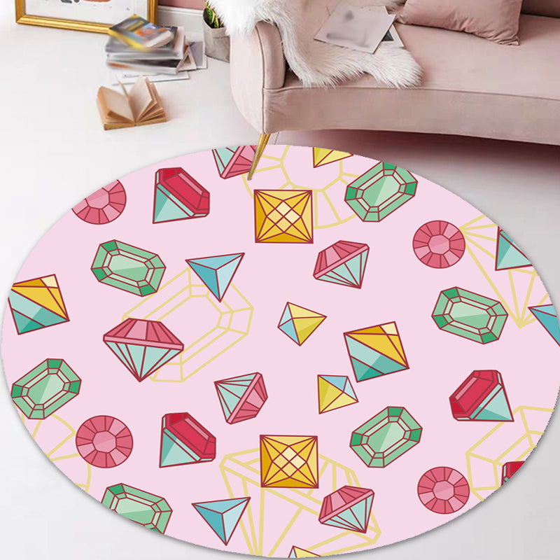Vivolux | Rosa und Lila Kinderteppich Polyester Diamant- und Sockenmuster Teppich Haustierfreundlich Waschbar Antirutsch Rückseite Teppich für Dekoration