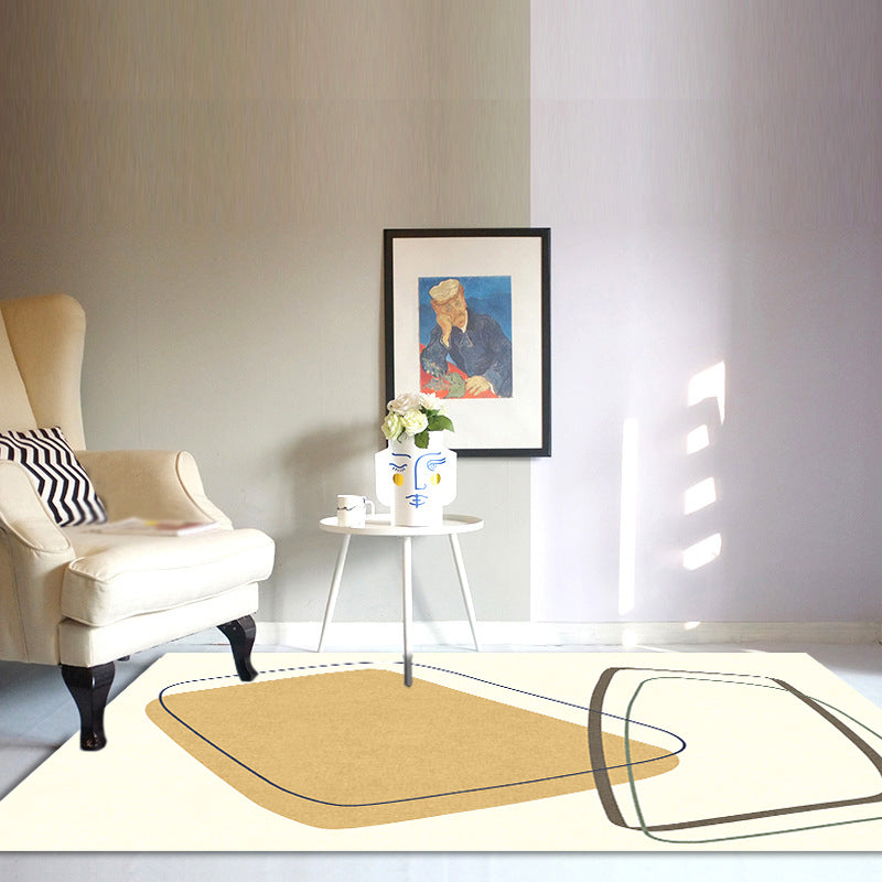 Vivolux | Uniek Casual Vloerkleed Beige Kleurblok Vloerkleed Wasbaar Diervriendelijk Antislip Tapijt voor Woonkamer