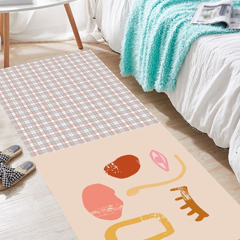 Vivolux | Rosa Hahnentritt-Muster Teppich Polyester Moderner Teppich Haustierfreundlicher Anti-Rutsch-Rücken Teppich für das Wohnzimmer