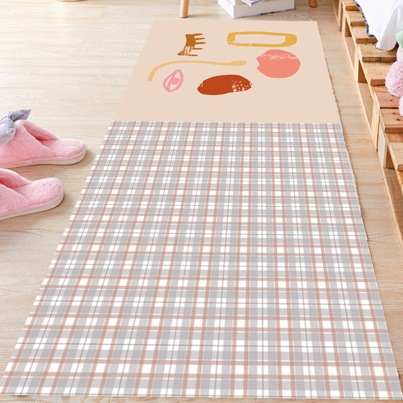 Vivolux | Rosa Hahnentritt-Muster Teppich Polyester Moderner Teppich Haustierfreundlicher Anti-Rutsch-Rücken Teppich für das Wohnzimmer