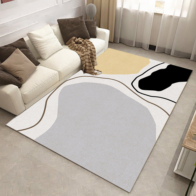 Vivolux | Noviteit Abstract Vloerkleed Beige Polyester Vloerkleed Antislip Achterkant Wasbaar Huisdiervriendelijk Gebied Vloerkleed voor Woonkamer