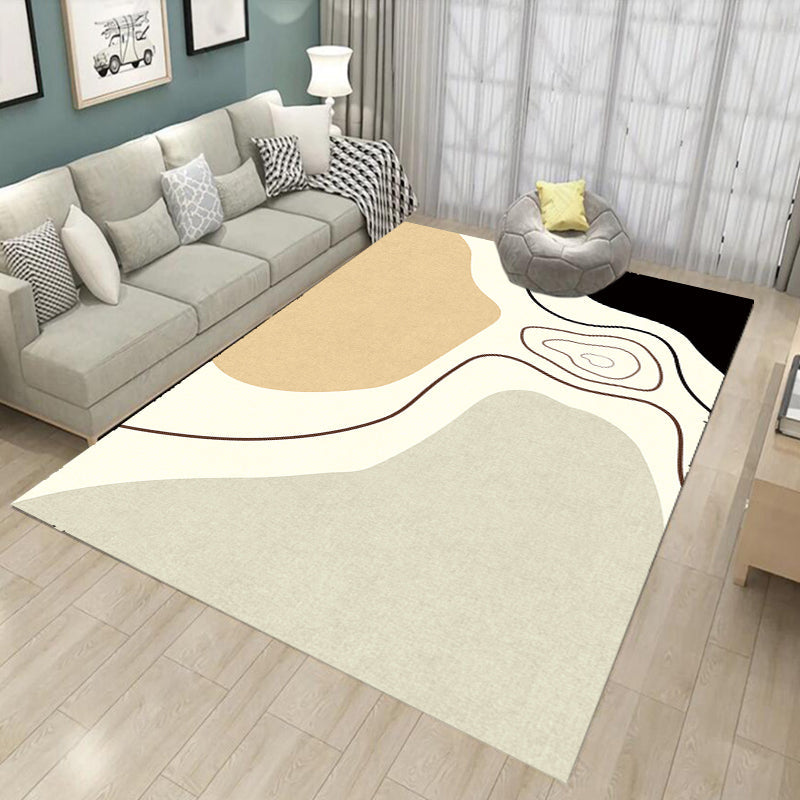 Vivolux | Noviteit Abstract Vloerkleed Beige Polyester Vloerkleed Antislip Achterkant Wasbaar Huisdiervriendelijk Gebied Vloerkleed voor Woonkamer