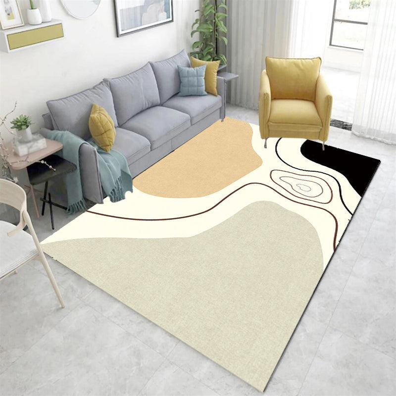 Vivolux | Noviteit Abstract Vloerkleed Beige Polyester Vloerkleed Antislip Achterkant Wasbaar Huisdiervriendelijk Gebied Vloerkleed voor Woonkamer