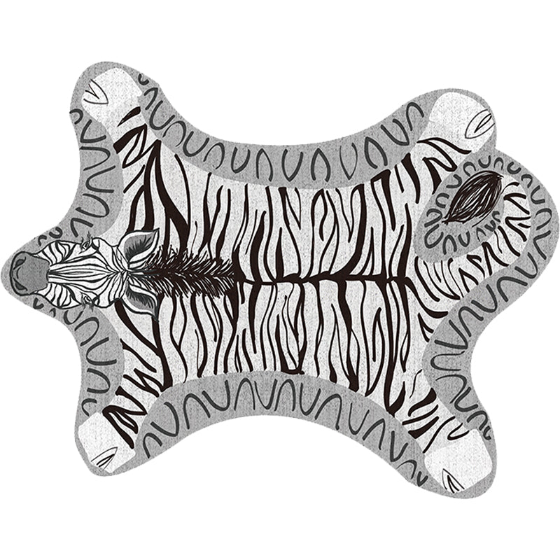 Vivolux | Uniek Kinderen Onregelmatig Vloerkleed in Geel en Grijs Dieren Zebra Patroon Vloerkleed Polyester Wasbaar Tapijt voor Kinderkamer