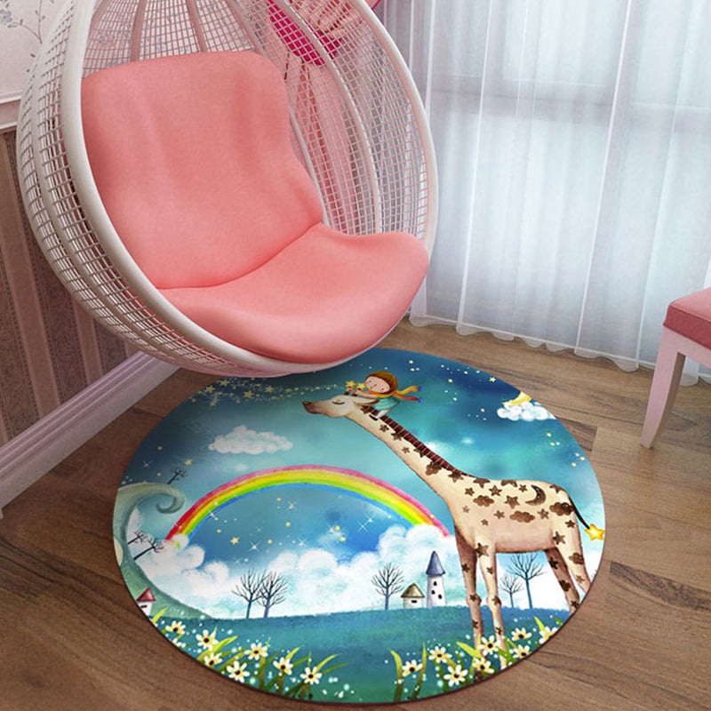 Vivolux | Schöner Cartoon-Charakter-Musterteppich Rosa Kinderteppich Polyester Waschbar Haustierfreundlicher Antirutsch-Teppich für das Kinderzimmer