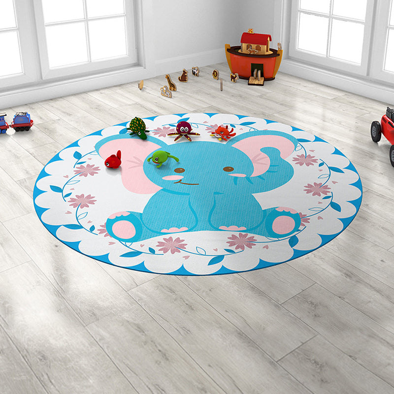 Vivolux | Süßes Cartoon-Tiermuster Teppich Mehrfarbig Kinderteppich Polyester Waschbar Haustierfreundlich Rutschfester Teppich für Kinderzimmer
