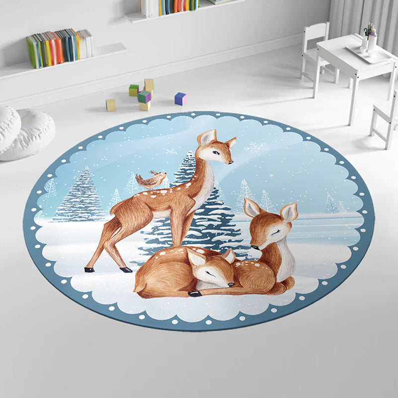 Vivolux | Süßes Cartoon-Tiermuster Teppich Mehrfarbig Kinderteppich Polyester Waschbar Haustierfreundlich Rutschfester Teppich für Kinderzimmer