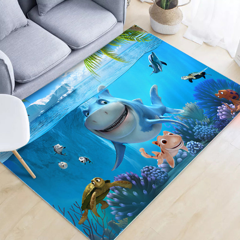 Vivolux | Uniek Cartoon Dierpatroon Tapijt Zwart en Blauw Kids Tapijt Polyester Huisdier Vriendelijk Wasbaar Gebiedtapijt voor Kinderkamer
