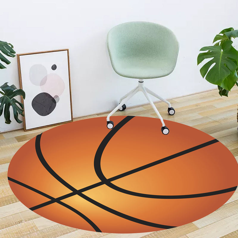 Vivolux | Schicker Sportmuster Teppich Orange und Weiß Kinder Teppich Polyester Waschbar Haustierfreundlich Anti-Rutsch Teppich für das Kinderzimmer