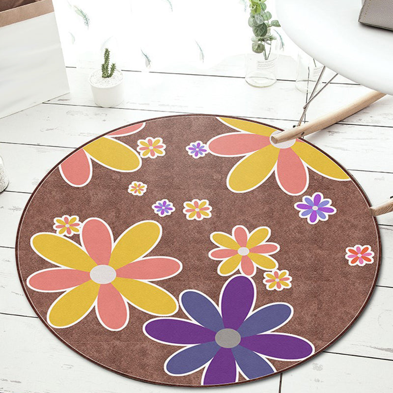 Vivolux | Ungewöhnlicher Herzmuster-Teppich mit floralen Pink- und Blautönen Kinderteppich Polyester Waschbar Haustierfreundlicher rutschfester Teppich für das Kinderzimmer