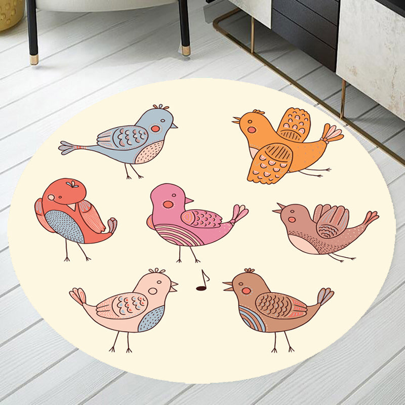 Vivolux | Rosa und blauer Kinderteppich Polyester Cartoon Tiermuster Teppich haustierfreundlich waschbar rutschfeste Rückseite Teppich zur Dekoration