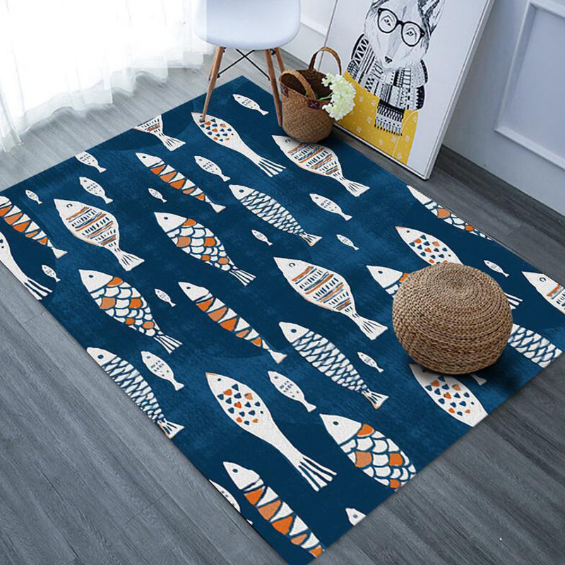 Vivolux | Schönes Cartoon Tiermuster Teppich mit Fisch Mehrfarbig Kinderteppich Polyester Waschbar Haustierfreundlich rutschfest Teppich für Kinderzimmer
