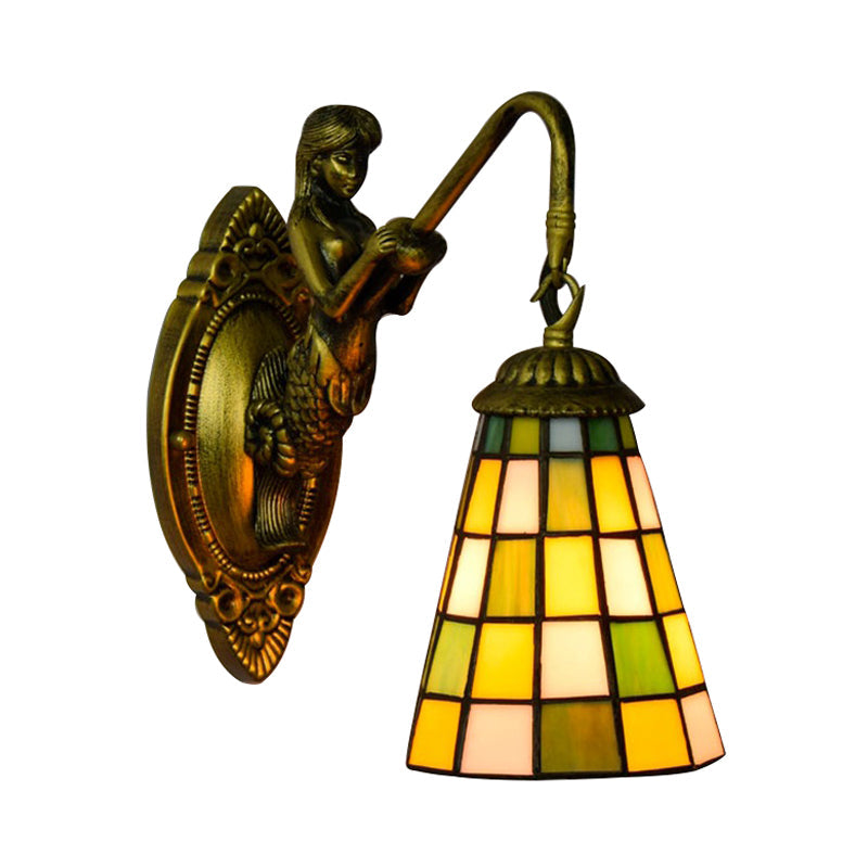 Vivolux | 1 Hoofdelement Wandlamp Tiffany Rasterpatroon Blauw/Groen Glas Wandlamp voor Gang