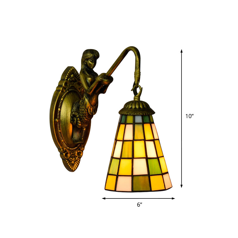 Vivolux | 1 Hoofdelement Wandlamp Tiffany Rasterpatroon Blauw/Groen Glas Wandlamp voor Gang