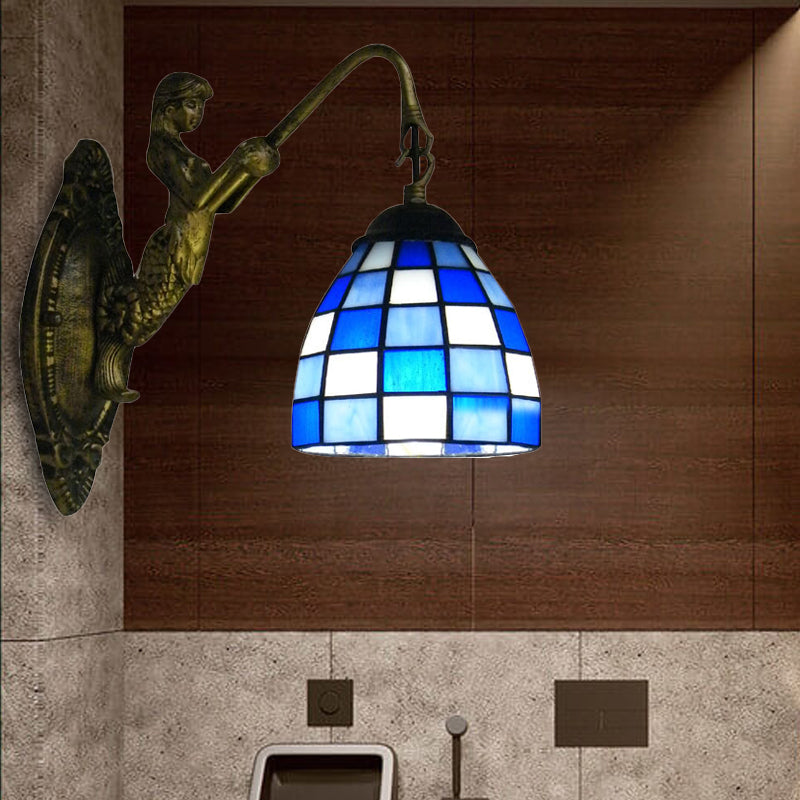 Vivolux | 1 Hoofdelement Wandlamp Tiffany Rasterpatroon Blauw/Groen Glas Wandlamp voor Gang