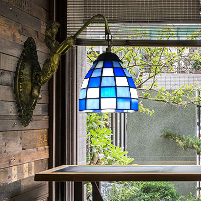 Vivolux | 1 Hoofdelement Wandlamp Tiffany Rasterpatroon Blauw/Groen Glas Wandlamp voor Gang