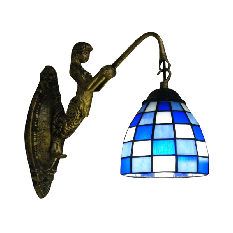 Vivolux | 1 Hoofdelement Wandlamp Tiffany Rasterpatroon Blauw/Groen Glas Wandlamp voor Gang