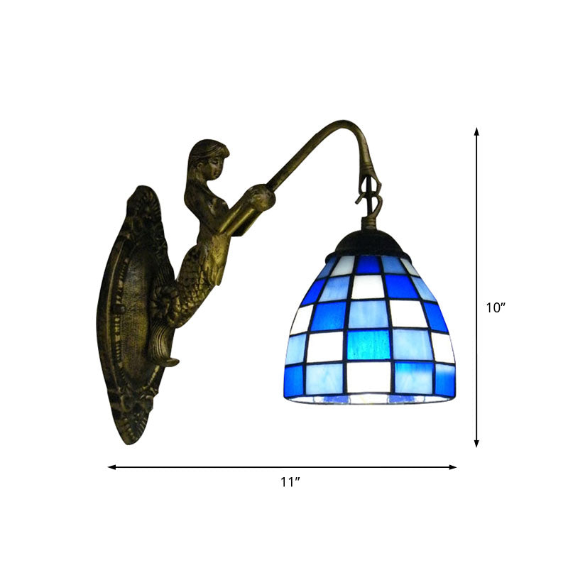 Vivolux | 1 Hoofdelement Wandlamp Tiffany Rasterpatroon Blauw/Groen Glas Wandlamp voor Gang