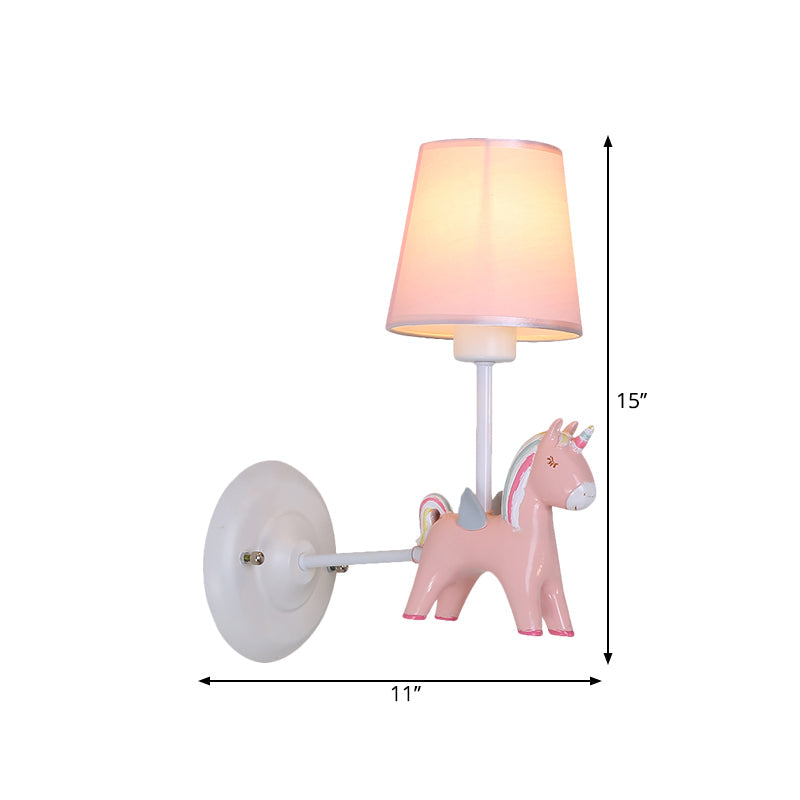 Vivolux | Stof Conische Wandlamp Macaron 1 Lamp Wandverlichting Ideeën met Eenhoorn Deco in Roze/Blauw