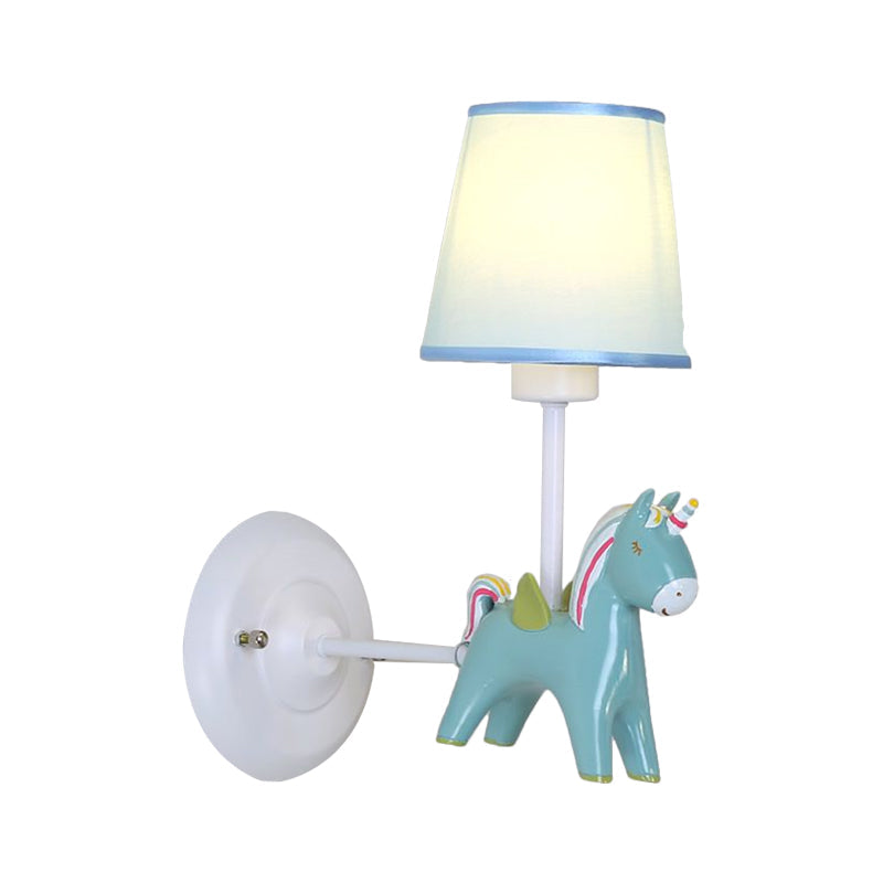 Vivolux | Stof Conische Wandlamp Macaron 1 Lamp Wandverlichting Ideeën met Eenhoorn Deco in Roze/Blauw