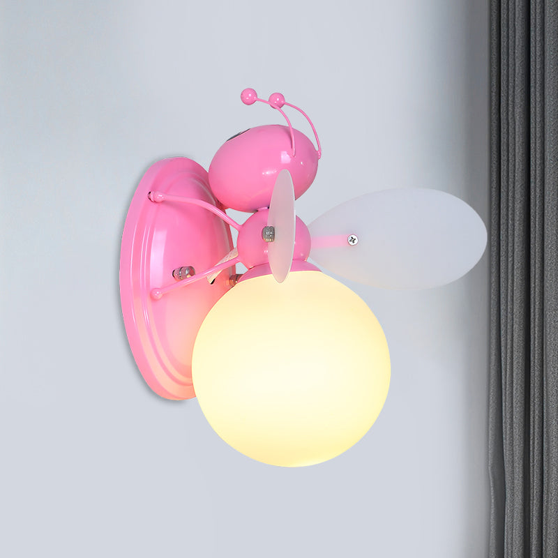 Vivolux | Opaline Glazen Bal Wandlamp Cartoon 1 Licht Roze/Geel Wandlamp Verlichting met Bij Ontwerp
