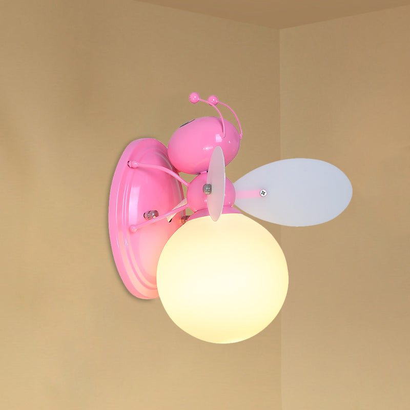 Vivolux | Opaline Glazen Bal Wandlamp Cartoon 1 Licht Roze/Geel Wandlamp Verlichting met Bij Ontwerp